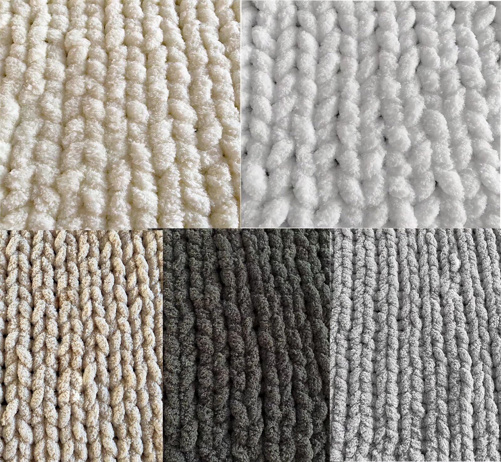 Soft Chunky Chenille Yarn for Arm Knitting - Ivory Thick Blanket Yarn (6-Pack) | DIY Hand Knit Cozy Blankets, Scarves & Home Decor | Perfect for Winter Crafts & Gift Making
