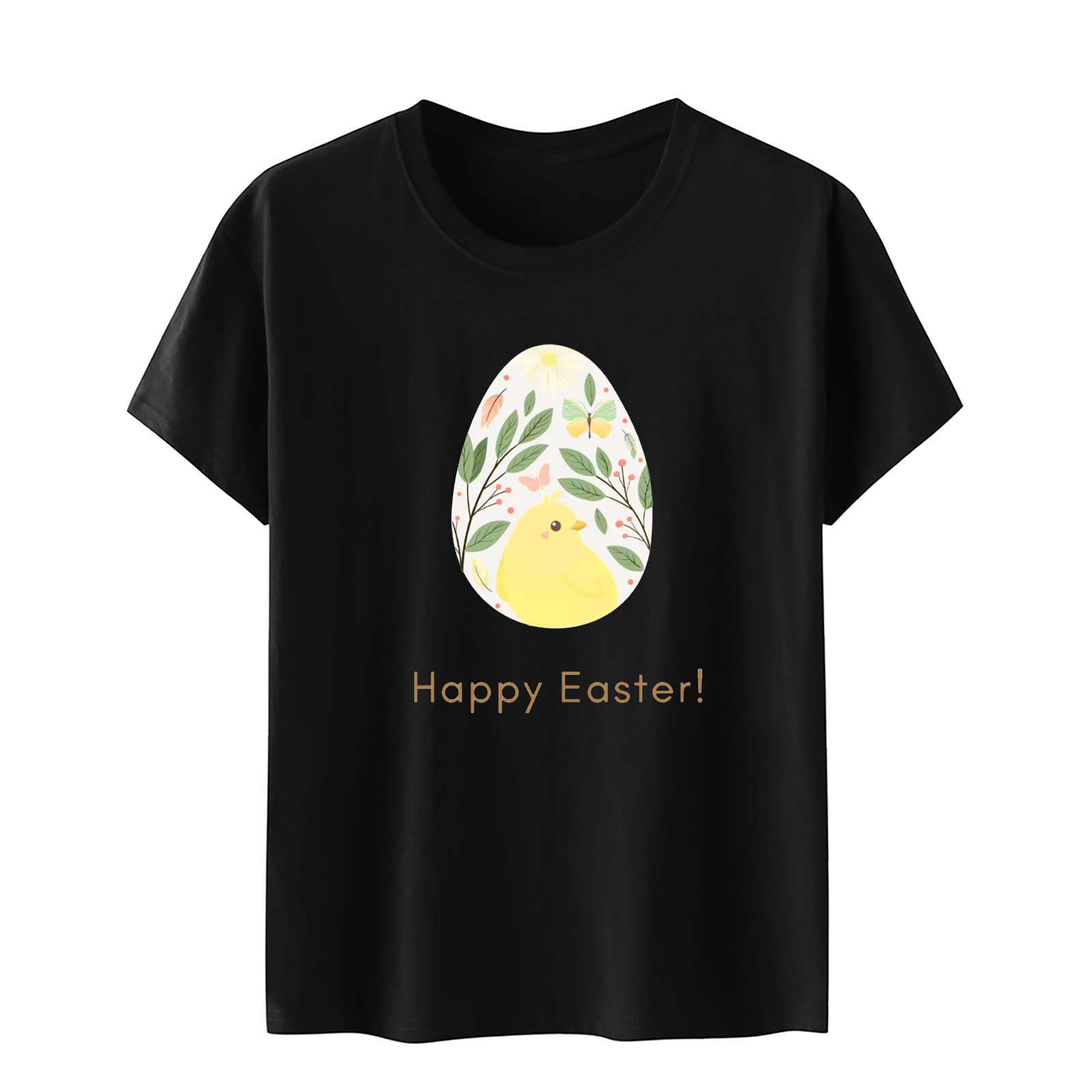 Happy Easter Egg Graphic Tee for Women - Cute Short Sleeve Summer T-Shirt with Letter Print - Casual Easter Gift for Mom, Sister & Friends - Perfect for Easter Parties, Spring Outings & Family Gatherings