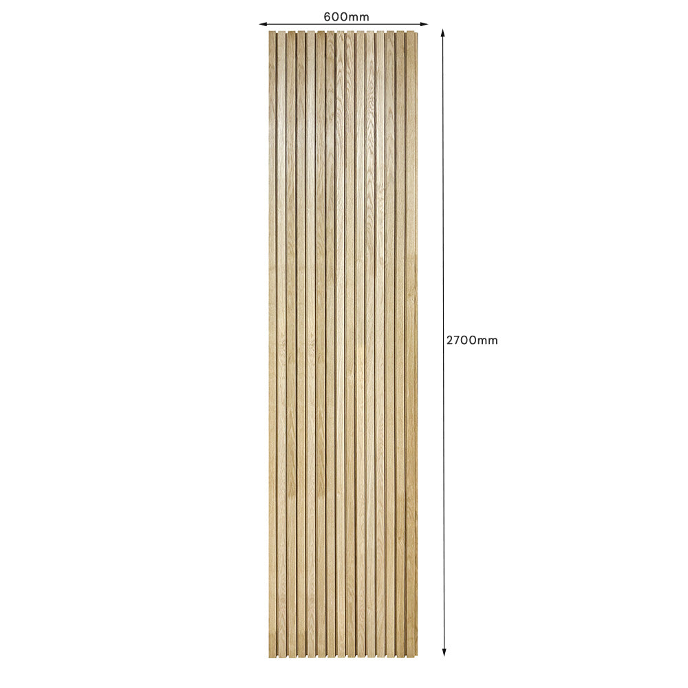 Premium WOODFLEX Z-Style Acoustic Wood Slat Panel - 3-Sided Full Wrap Oak Veneer - 2700mm x 600mm - Soundproof Wall Panels for Home Theater, Office & Recording Studio