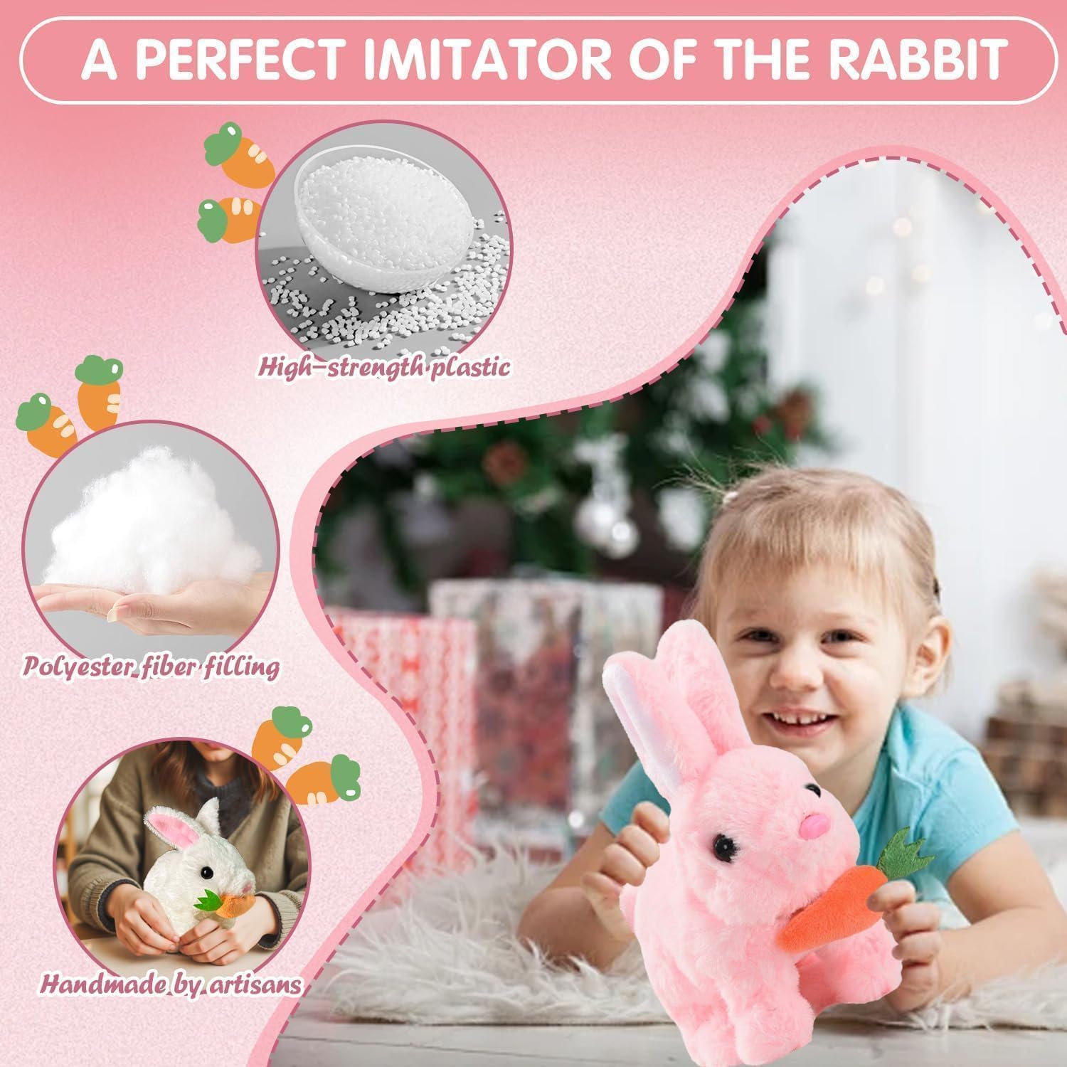 Interactive Electronic Bunny Toys - Walking & Talking Plush Stuffed Rabbits (3 Pack) - Easter Gifts, Educational Toys for Kids, Perfect for Playtime, Learning & Easter Celebrations