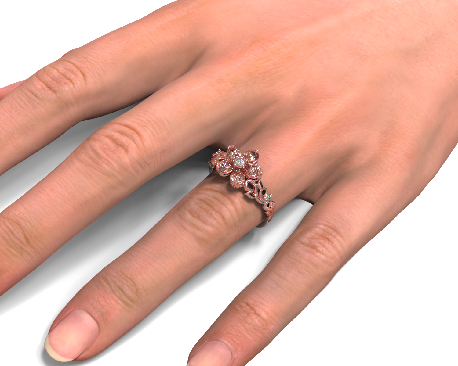 Exquisite 14K Gold Plumeria Flower Morganite Engagement Ring for Women – Perfect for Beach Weddings & Tropical Proposals