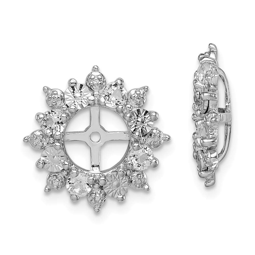 925 Sterling Silver Rhodium Plated White Topaz Earring Jackets – Elegant Stud Enhancers for Parties & Weddings
