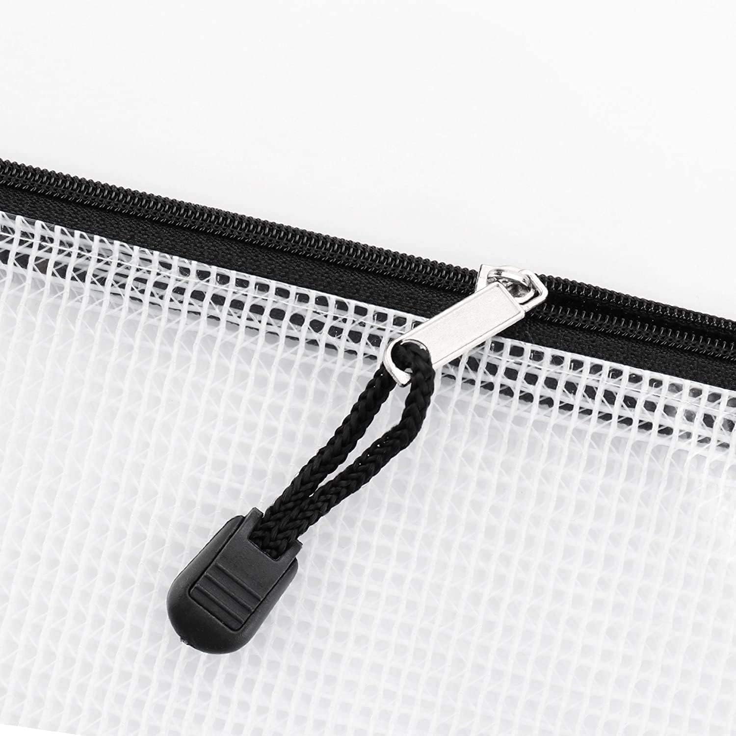 Oaimyy-B8 Mesh Zipper Pouch Document Folders - 6 Pack Black Plastic Zip File Organizer for School, Office Supplies, Travel & Puzzle Storage | Perfect for Organizing Papers, Documents, Stationery & Small Items