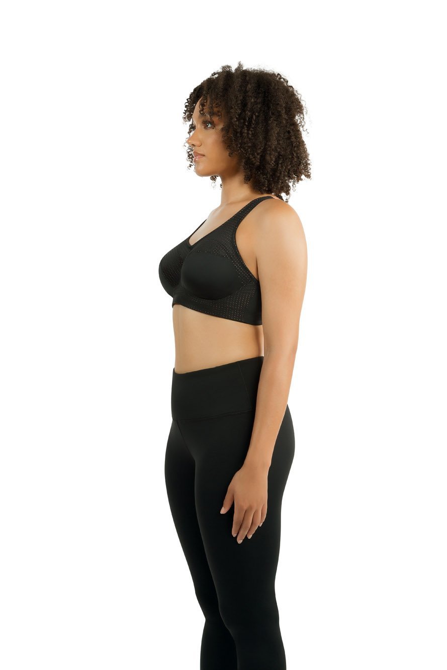 Parfait Power Fit Unlined Moderate Impact Sports Bra - Black with Pink Blush | Comfortable Workout & Yoga Support for Women