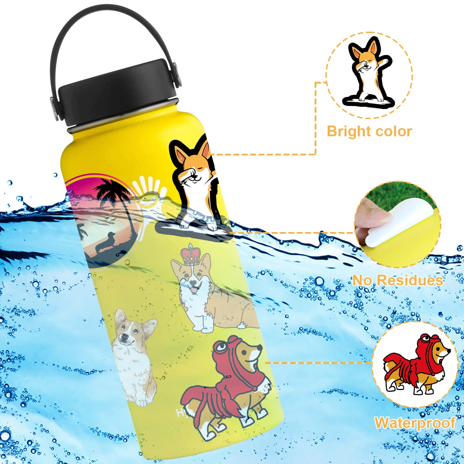 100 Pcs Cute Dog Stickers - Waterproof Vinyl Decals for Water Bottles, Laptops, Phones & Skateboards - Fun DIY Decoration for Kids, Teens & Adults - Perfect for School, Office & Home Decor