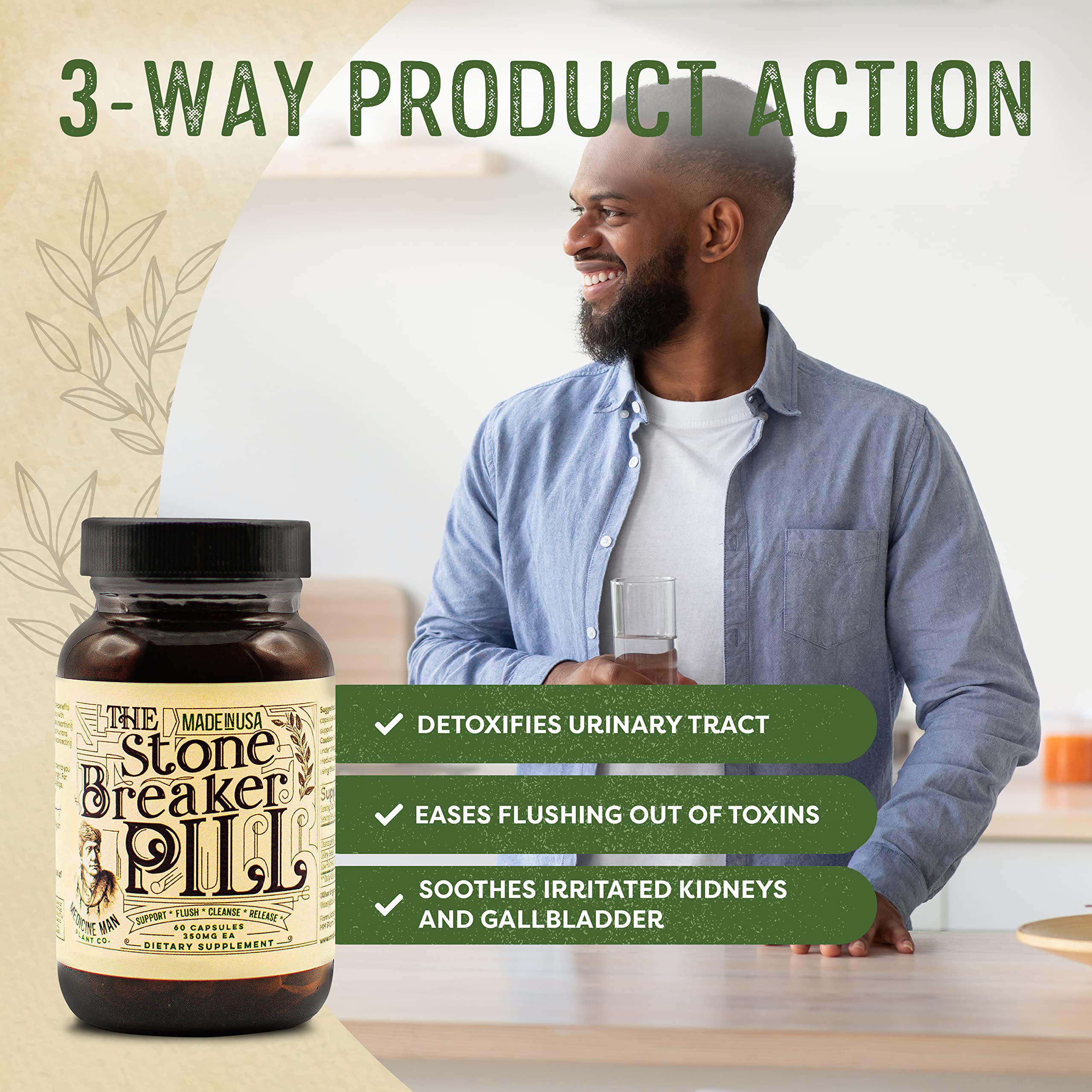 Stone Breaker Pill 60 Capsules - Natural Gallbladder & Kidney Support Supplement with Chanca Piedra, Celery Seed & Saw Palmetto - Herbal Organic Kidney Stone Dissolver - Supports Urinary Tract Health & Digestive Wellness - Perfect for Daily Kidney Care & Gallbladder Maintenance