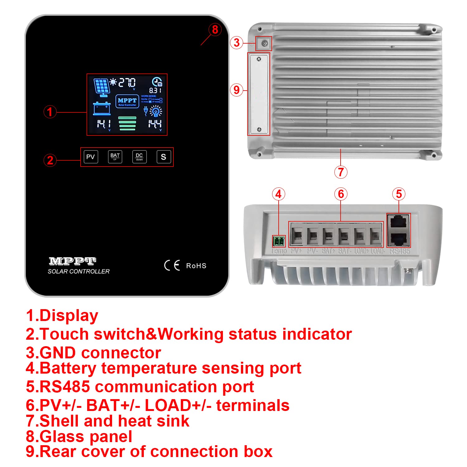 60A MPPT Solar Charge Controller with WiFi Cloud Module - 12V/24V Auto, 100V Max Input, 780W/1560W for Lead-Acid & Lithium Batteries (Common Negative) - Remote Monitoring via PC/APP - Ideal for Off-Grid Solar Systems, RV, Marine & Home Energy Storage