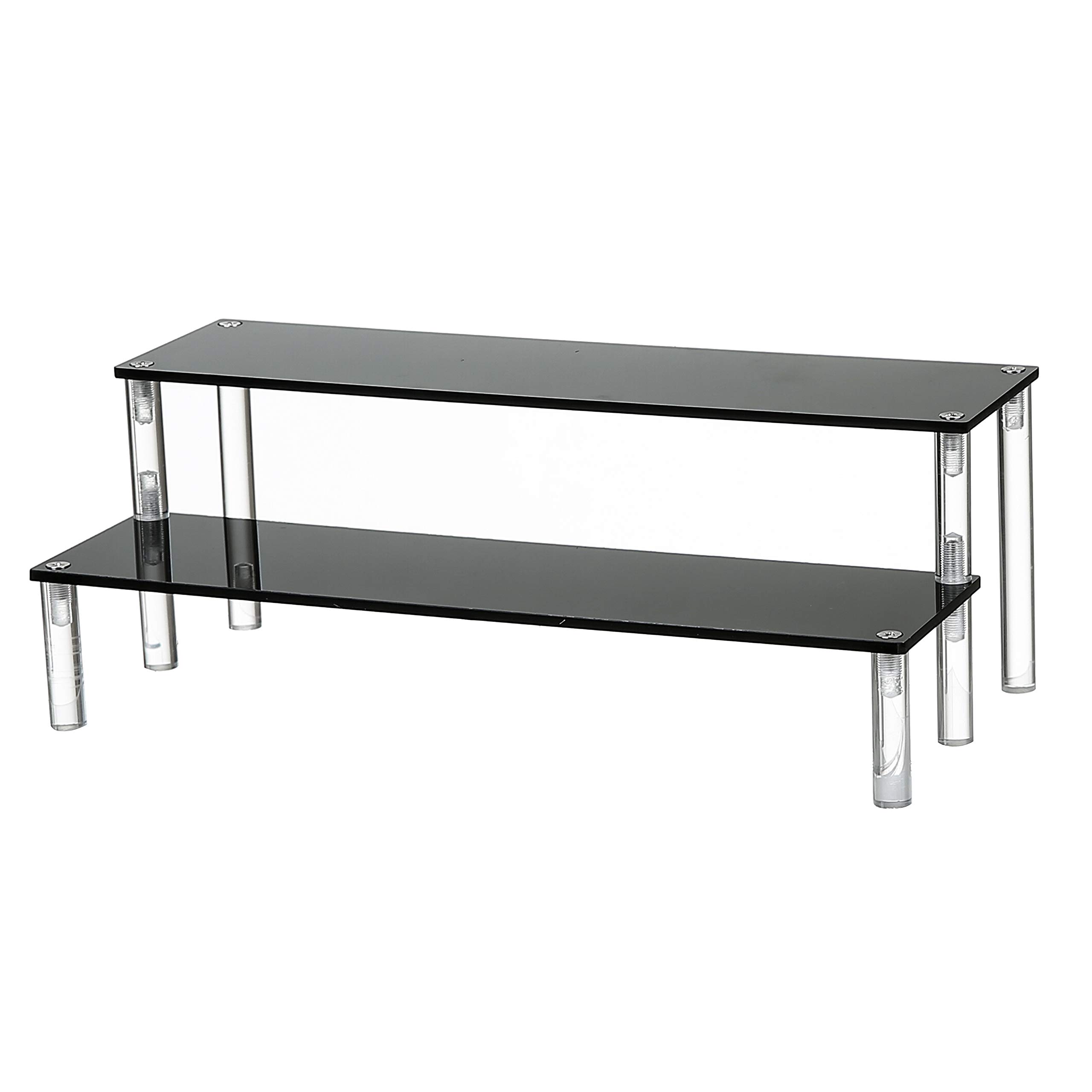 2 Tier Black Acrylic Cupcake Stand - Decorative Display Riser for Desserts, Makeup, Jewelry & Home Decor - Perfect for Parties, Weddings & Retail Displays