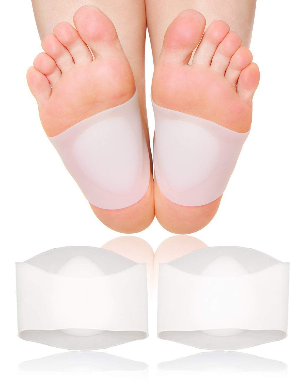 Plantar Fasciitis Relief Sleeves - Soft Gel Arch Support Insoles for Men & Women - Comfortable Foot Pain Relief for Running, Walking & Standing All Day (2 Pairs)