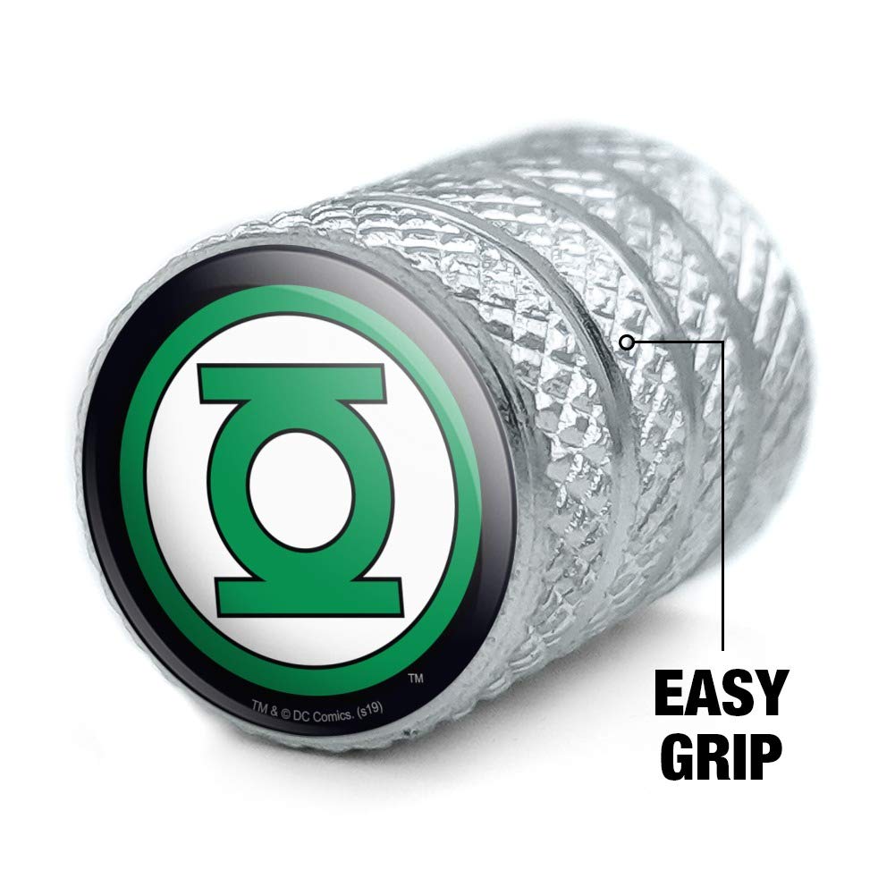 Green Lantern Logo Aluminum Valve Stem Caps for Motorcycle & Bicycle Wheels - Durable Tire Rim Accessories for DC Comics Fans and Bike Enthusiasts - Perfect for Customizing Your Ride and Showing Superhero Pride
