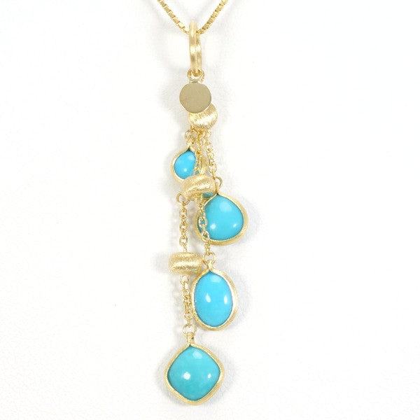 18K Yellow Gold Turquoise Necklace for Women - Handmade Dainty Pendant Jewelry Gift for Birthday, Anniversary & Special Occasions