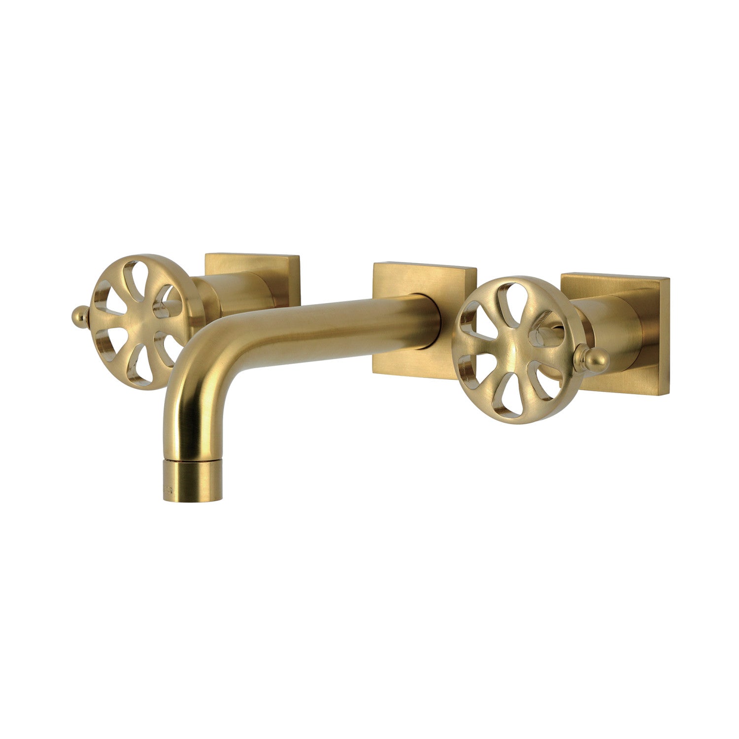 Belknap KS6127RX Brushed Brass Double Handle 3-Hole Wall Mount Bathroom Faucet - Perfect for Modern Bathroom Vanities and Powder Rooms