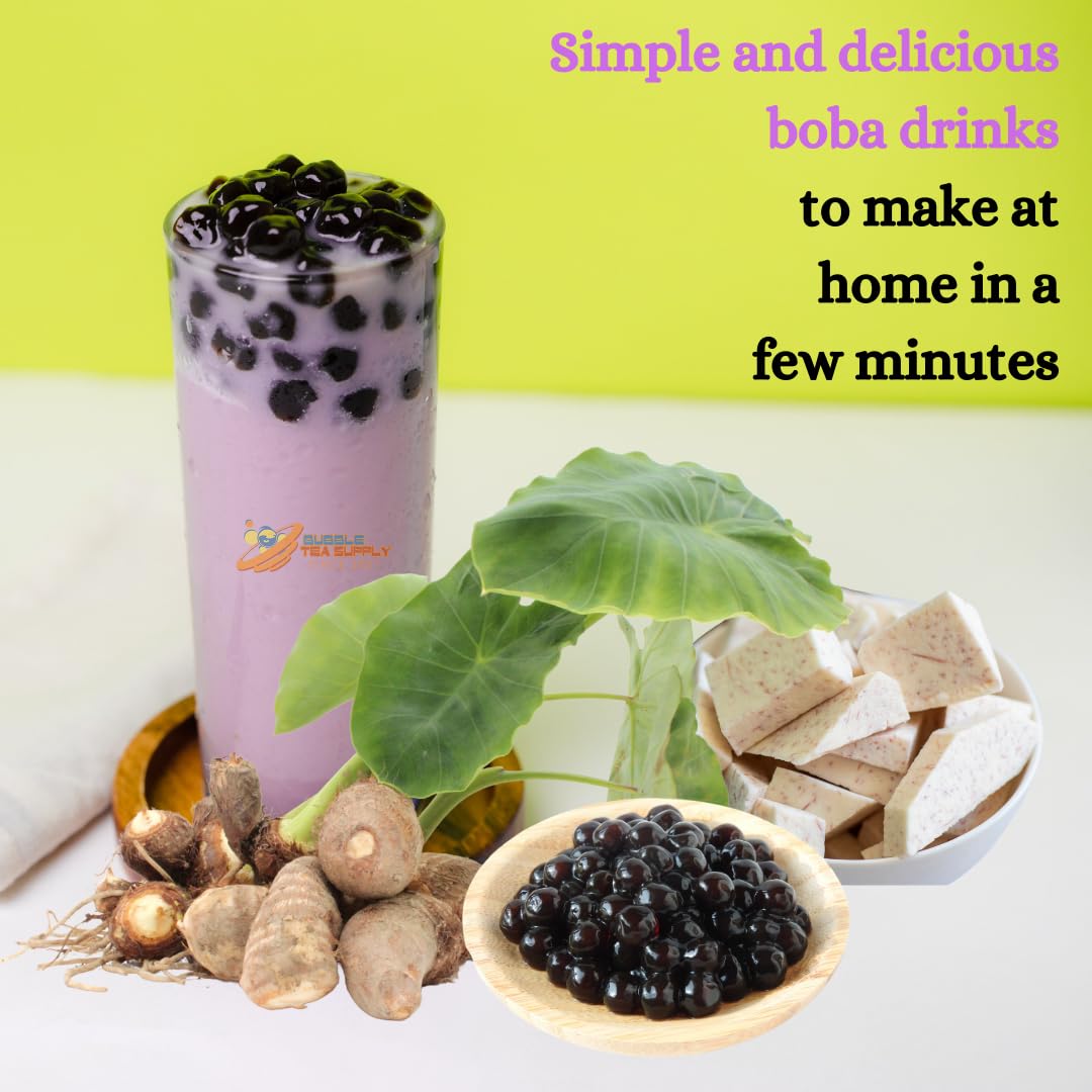 **Bubble Tea Kit - Taro Flavor (40-45 Servings) | Instant Boba Milk Tea Starter Set with Tapioca Pearls & Powder | DIY Bubble Tea at Home, Parties & Gifts**