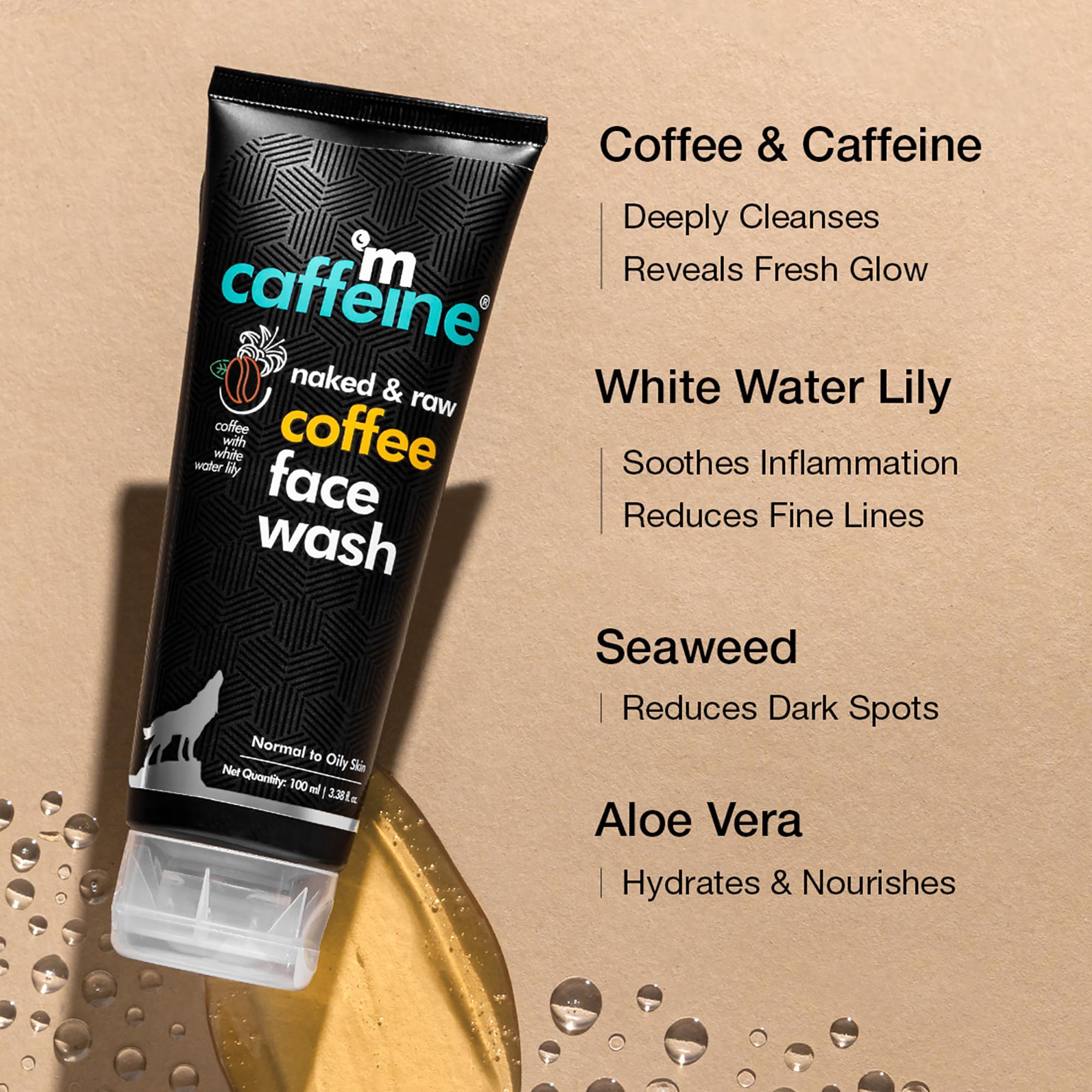 mCaffeine Deep Cleansing Coffee Face Wash for Oil Control & Tan Removal - Daily Anti-Pollution Facial Cleanser for Men & Women (100ml) | Perfect for Summer Skincare & Daily Detox Routine