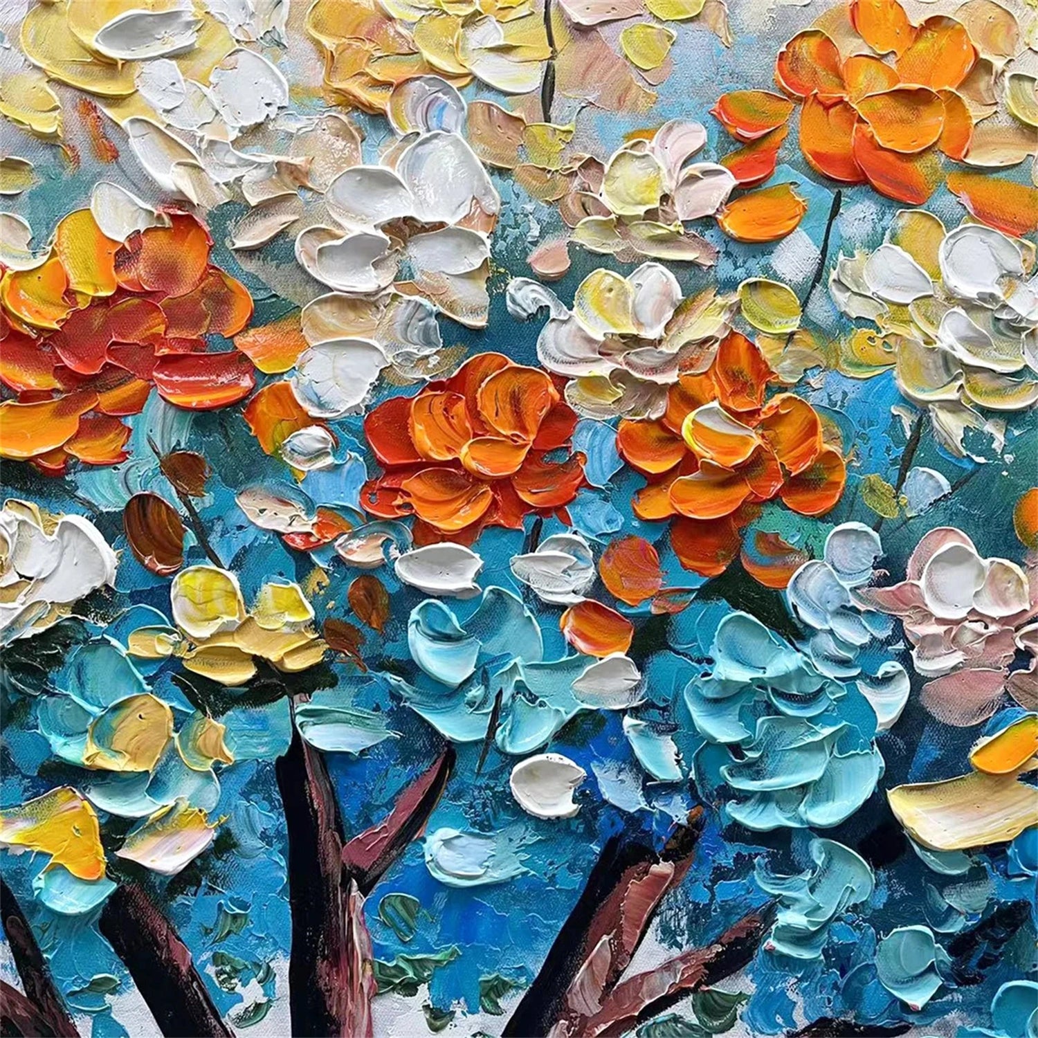 Flower and Tree Painting Wall Art - Handmade Canvas Print #FT099 - Perfect for Living Room, Bedroom & Office Decor