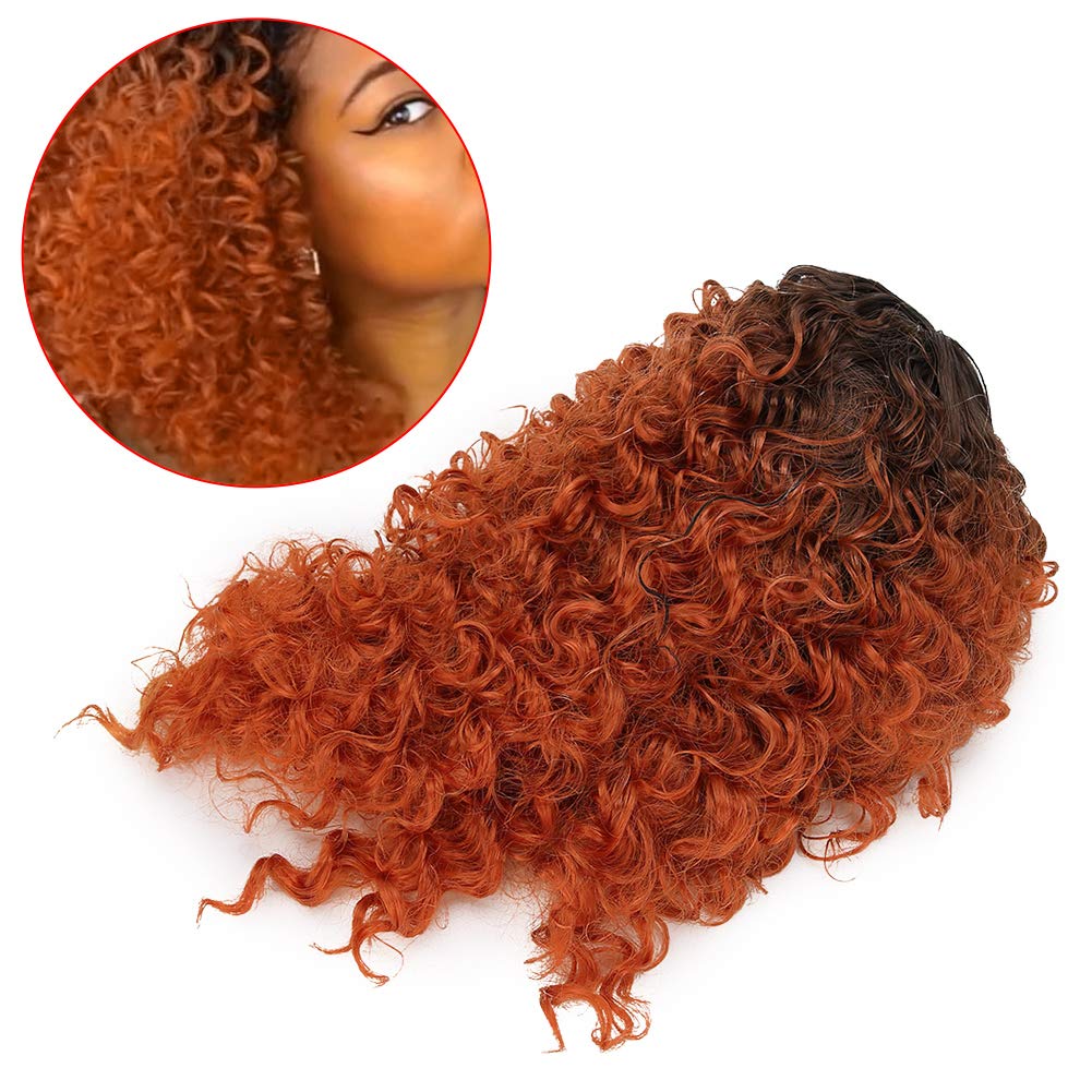 Gradient Brown Curly Wavy Wig - Mid-Length Synthetic Hair with Small Curls for Halloween & Christmas Costumes | Perfect for Cosplay, Parties, and Daily Fashion