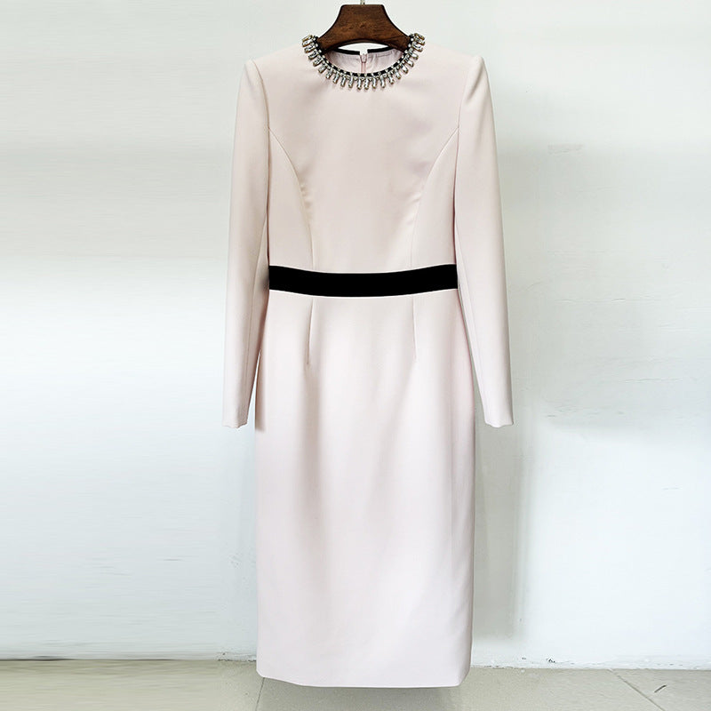 Elegant Pink Diamond Embellished Sheath Maxi Dress for Women - Perfect for Weddings, Parties & Evening Events