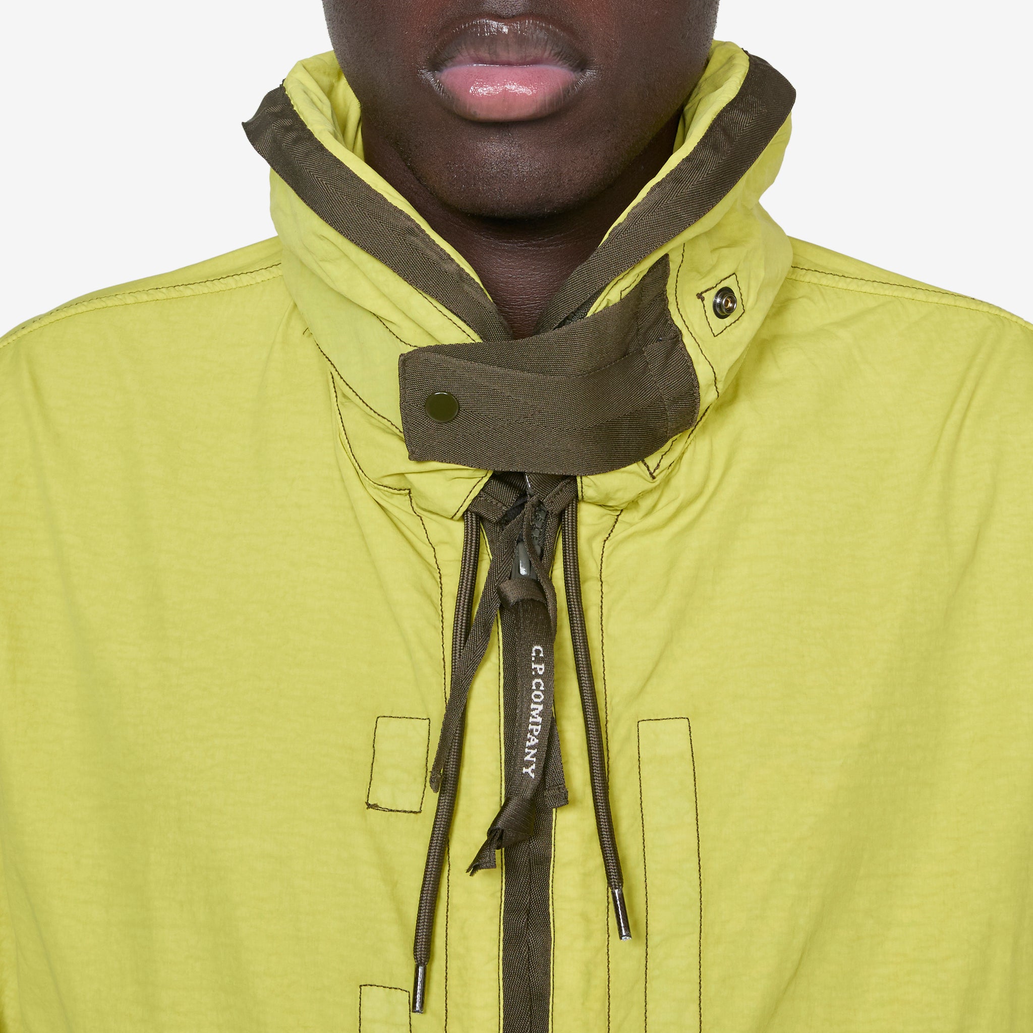 Contrast Flat Nylon Hooded Jacket in Cress Green - Lightweight Waterproof Windbreaker for Outdoor Hiking & Urban Streetwear