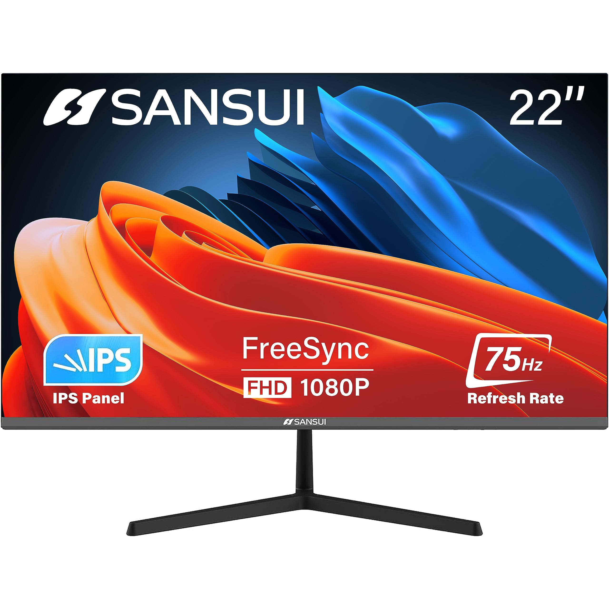 22 Inch IPS Computer Monitor - iPower 75Hz FHD 1080P with HDMI & VGA Ports, Black | Ideal for Home Office, Gaming & Multimedia Entertainment