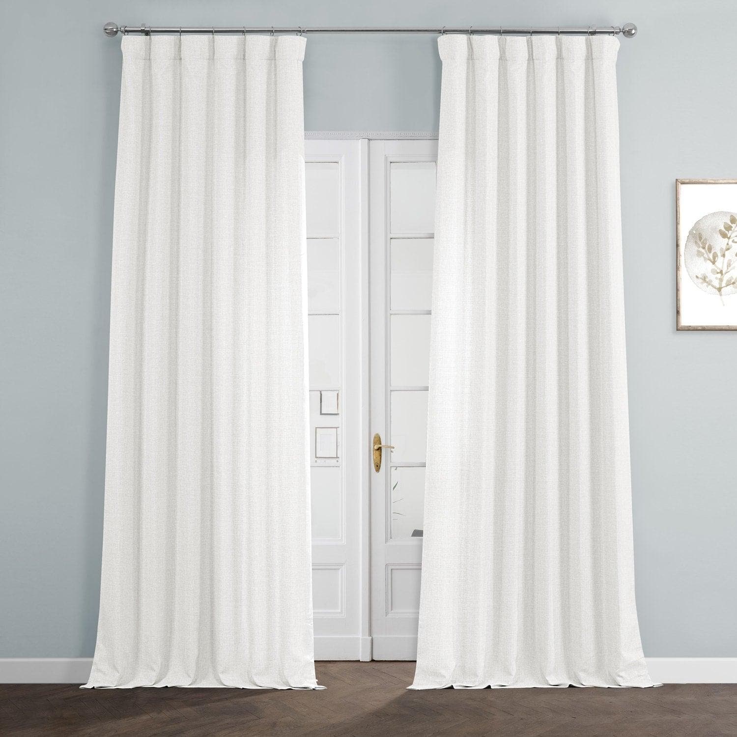 Magnolia Off White Italian Faux Linen Blackout Curtains - Elegant Room Darkening Window Treatments for Bedroom & Living Room