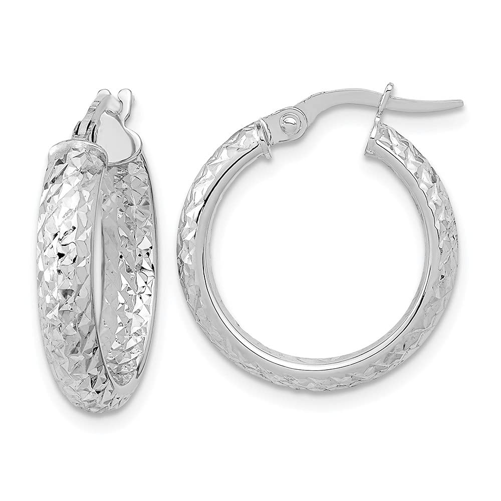 14K Gold Polished & Diamond-Cut Hoop Earrings for Women - Elegant Fancy Hoop Earrings Inside & Out - Perfect for Parties, Weddings & Everyday Wear