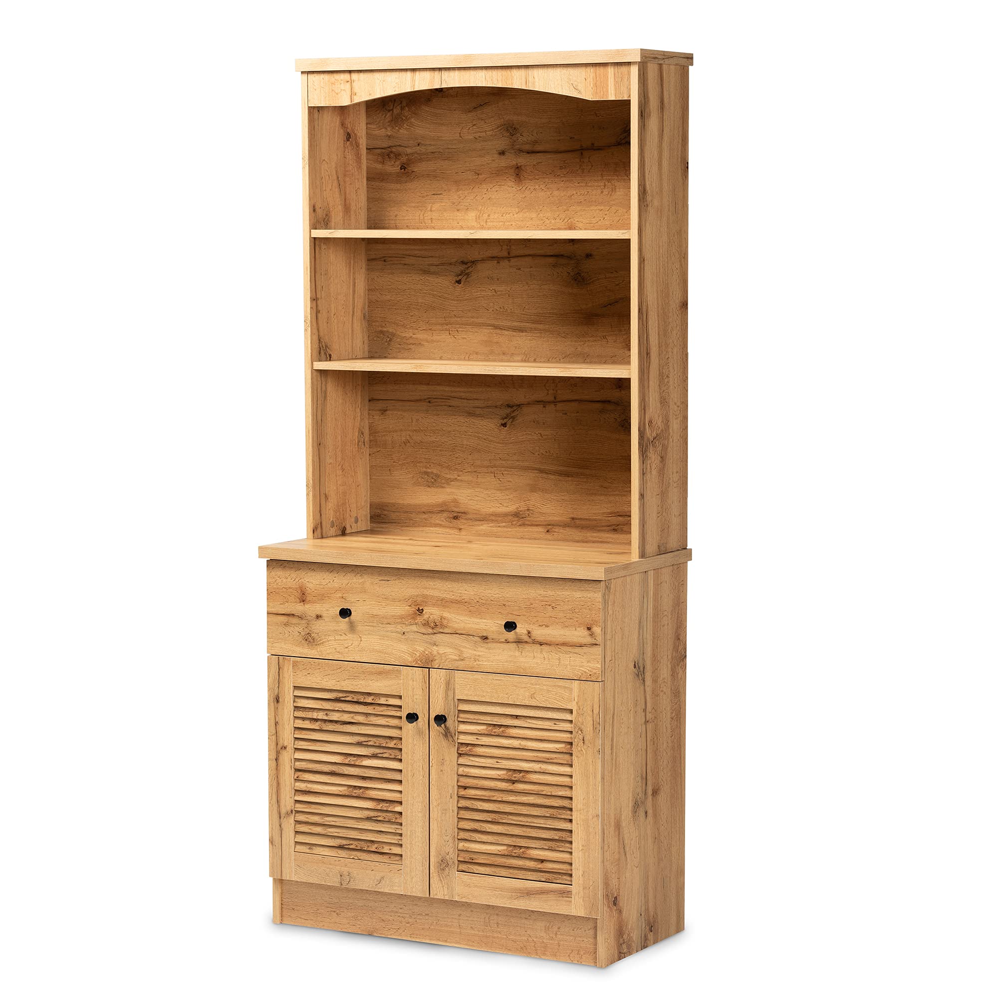 Baxton Studio Agni Modern Oak Brown Wood Buffet Hutch Kitchen Cabinet - Stylish Storage for Dining Room & Kitchen Organization