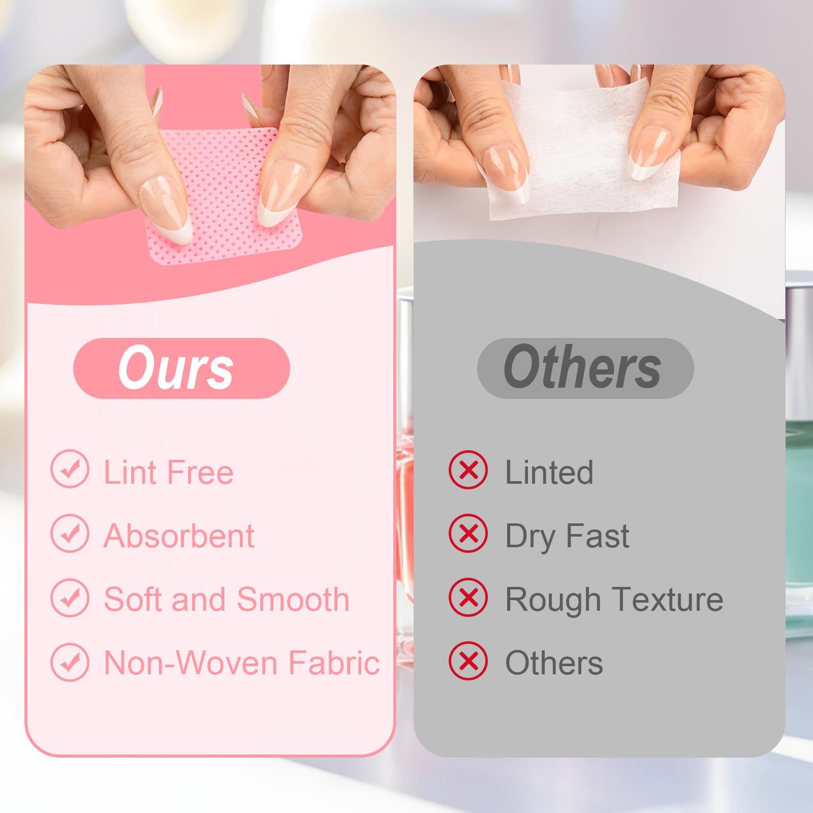 540PCS Lint-Free Nail Wipes - Super Absorbent Soft Nail Polish Remover Wipes for Manicure & Eyelash Extensions | Nail Art Supplies & Salon Essentials