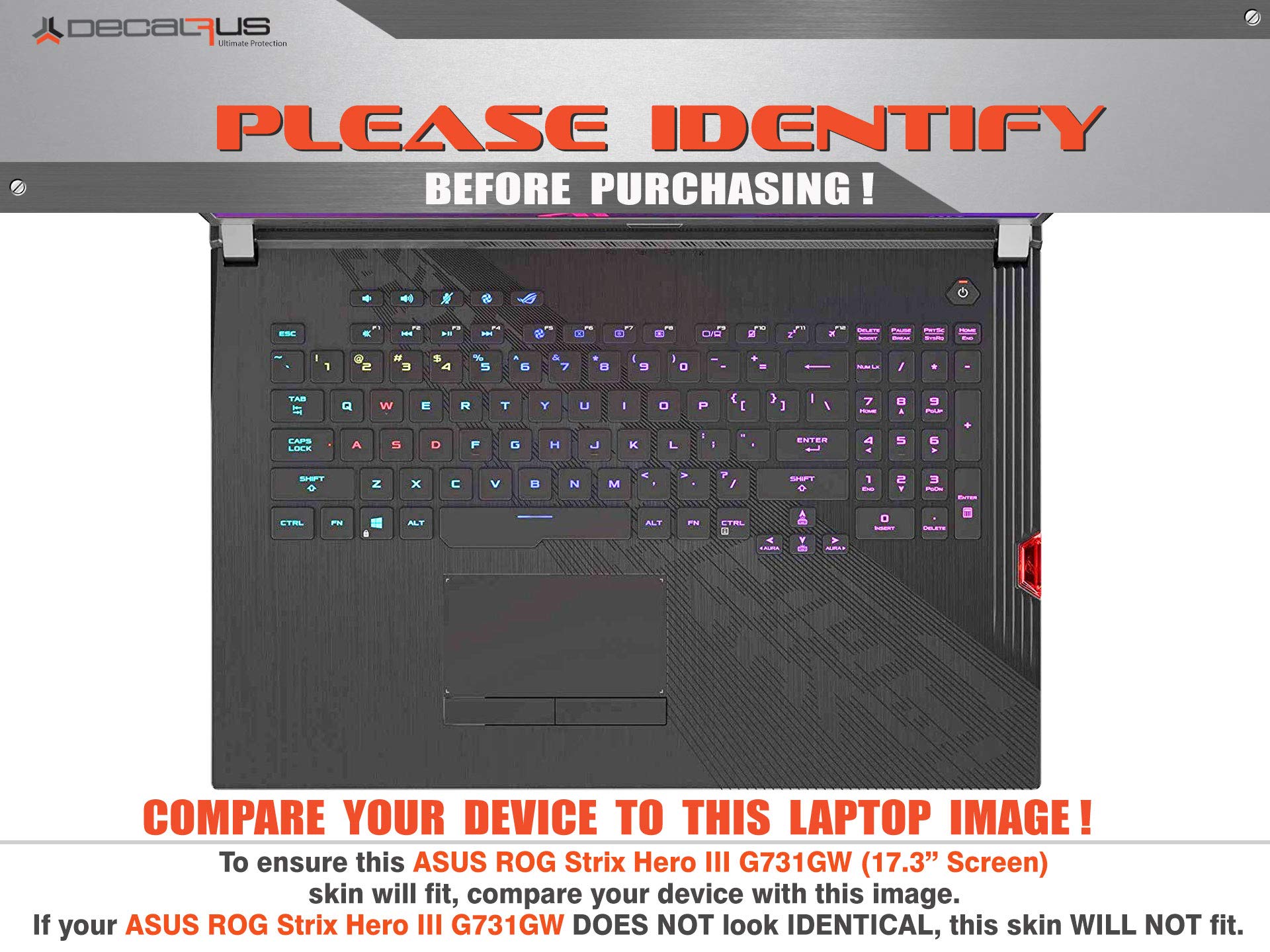 Decalrus - Asian Inspired Protective Skin Sticker for Asus ROG Strix Hero III G731GW 17.3