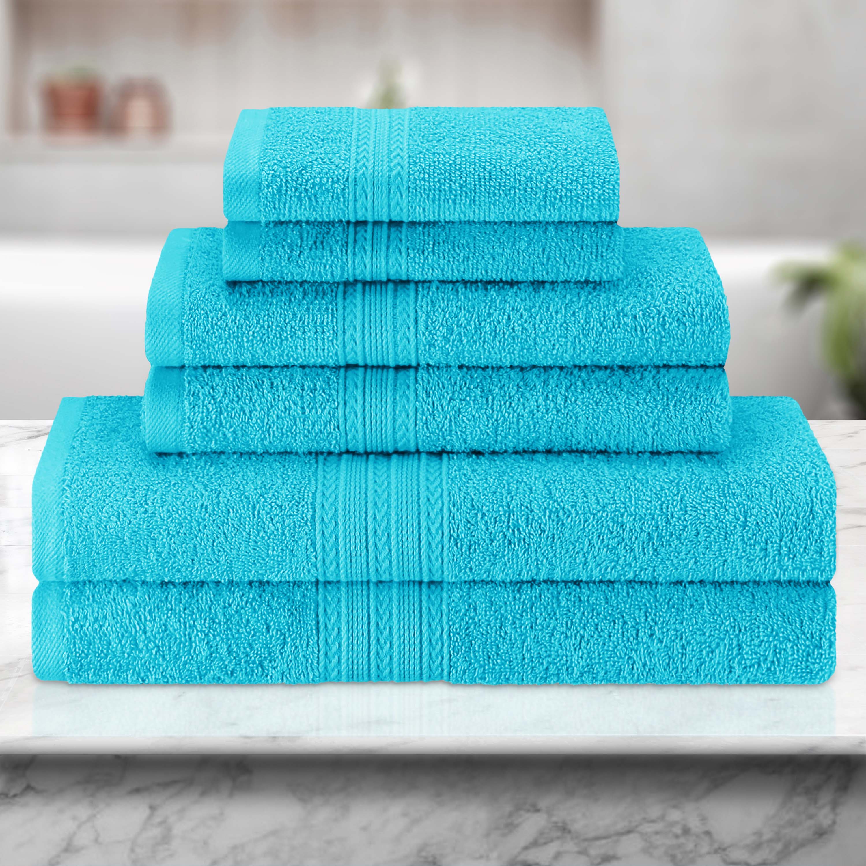 Premium 6-Piece Eco-Friendly Cotton Ring Spun Bath Towel Set - Soft, Absorbent & Sustainable for Spa, Gym, and Luxury Bathroom Use