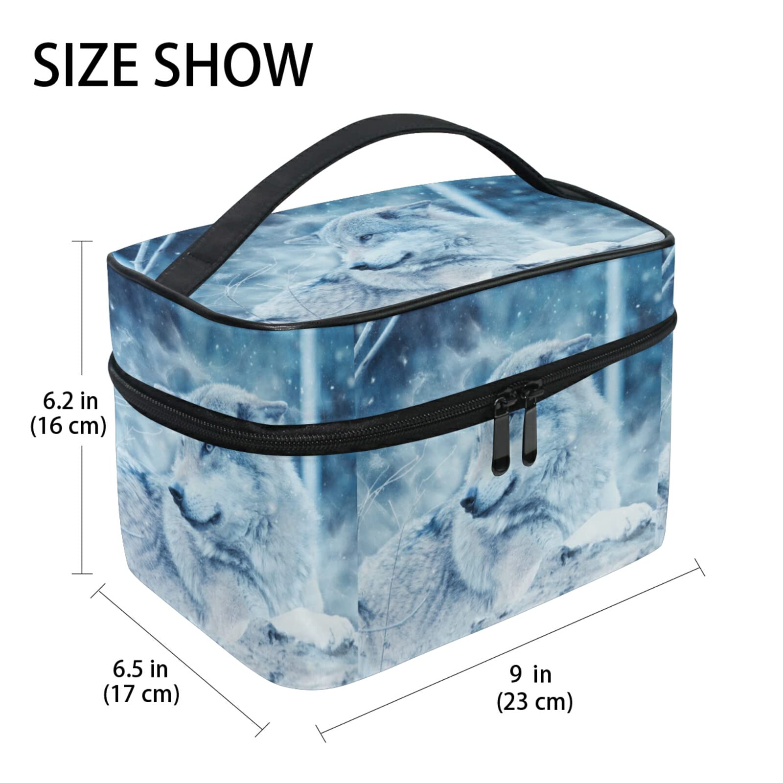 Cute Wild Animal Wolf Makeup Bag for Women - Waterproof Cosmetic Organizer & Toiletry Travel Case - Perfect for Travel, Gym, and Daily Essentials Storage
