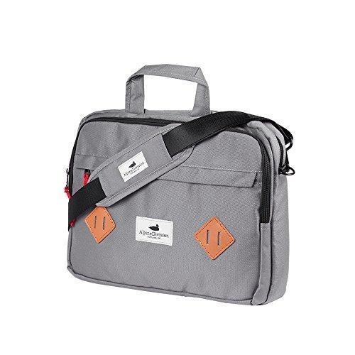Alpine Division Marshall Laptop Bag Grey - Durable 15.6 Inch Laptop Messenger Bag for Work, School & Travel - Water-Resistant Business Briefcase with Multiple Pockets