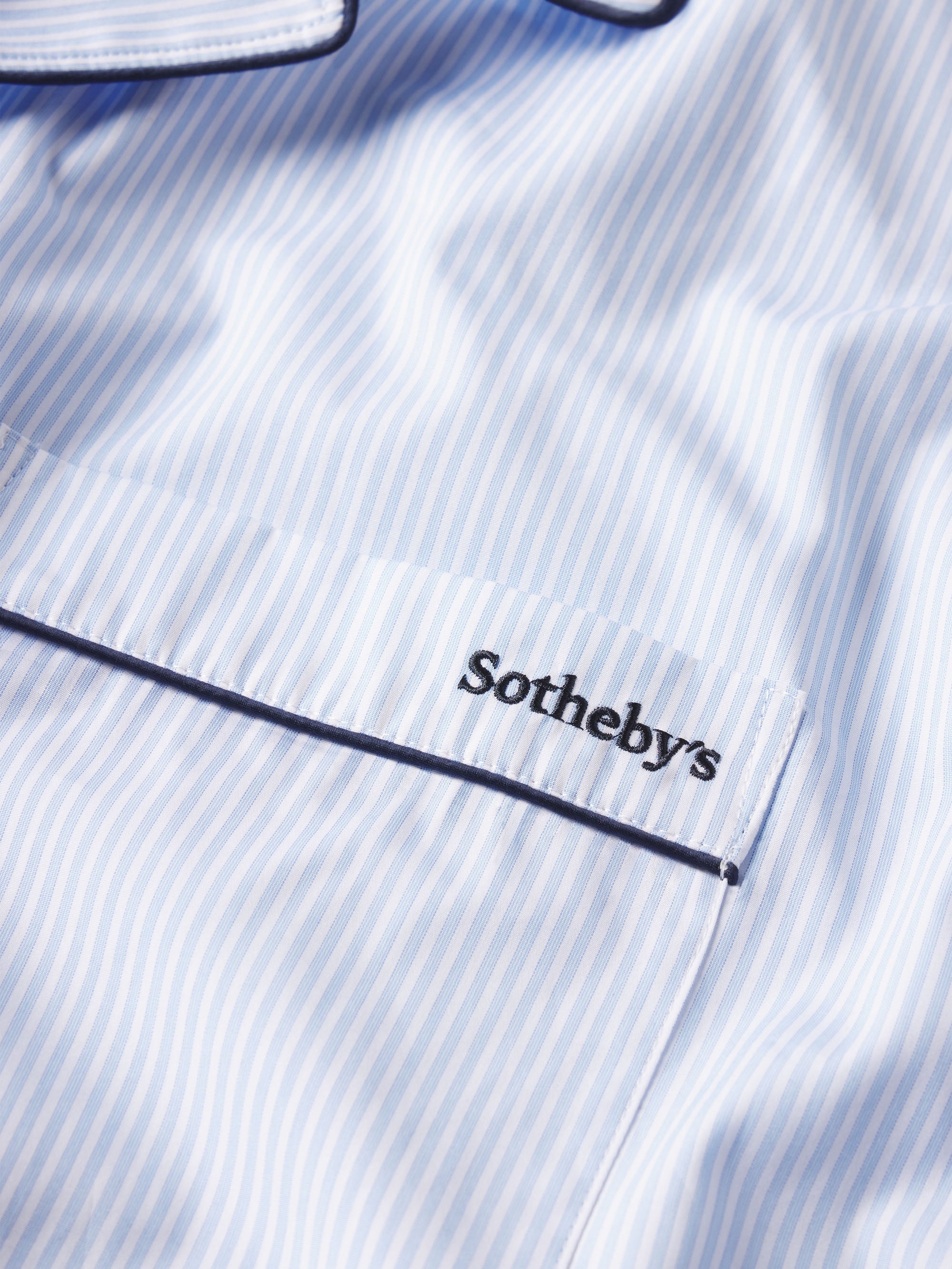 Premium Sotheby's Unisex Pajama Shirt - Soft Blue Stripe Cotton Sleepwear for Men & Women | Perfect for Lounging, Sleepovers & Cozy Nights at Home