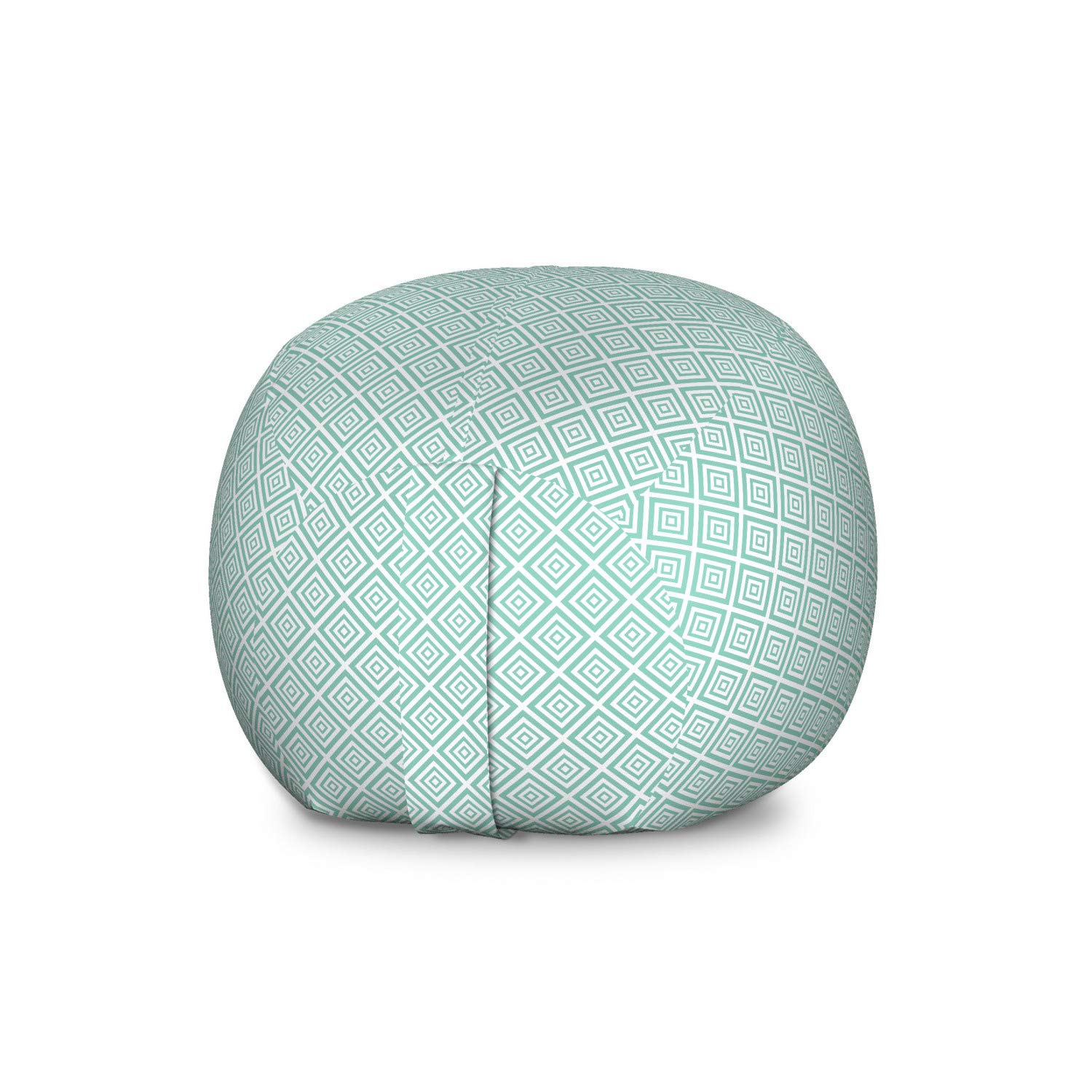 Ambesonne Geometric Storage Toy Bag Chair - Large Washable Stuffed Animal Organizer with Monochrome Abstract Rhombus Pattern (Seafoam & White) | Kids Room Decor, Playroom Storage, Nursery Organization