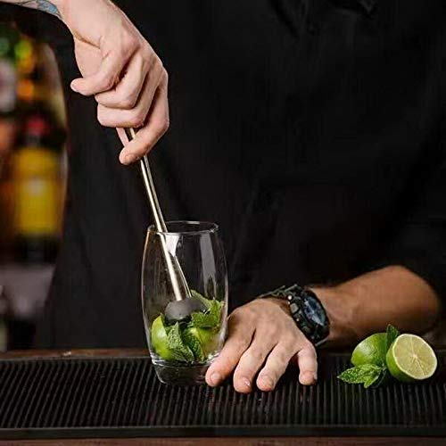 Premium Stainless Steel Cocktail Muddler - Bar Mixer Tool for Mojito, Fruit Juice & Crushed Ice - Professional Bartender Utensil Set Accessory (Black) - Perfect for Home Bars, Parties & Mixology Enthusiasts