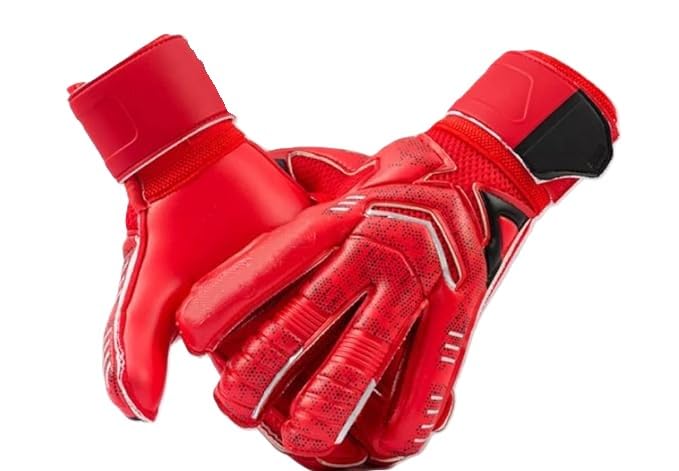 Futaba Professional Goalkeeper Gloves with Flexible Finger Protection & Superior Grip - Red - Size 8 - Perfect for Soccer Training & Match Play