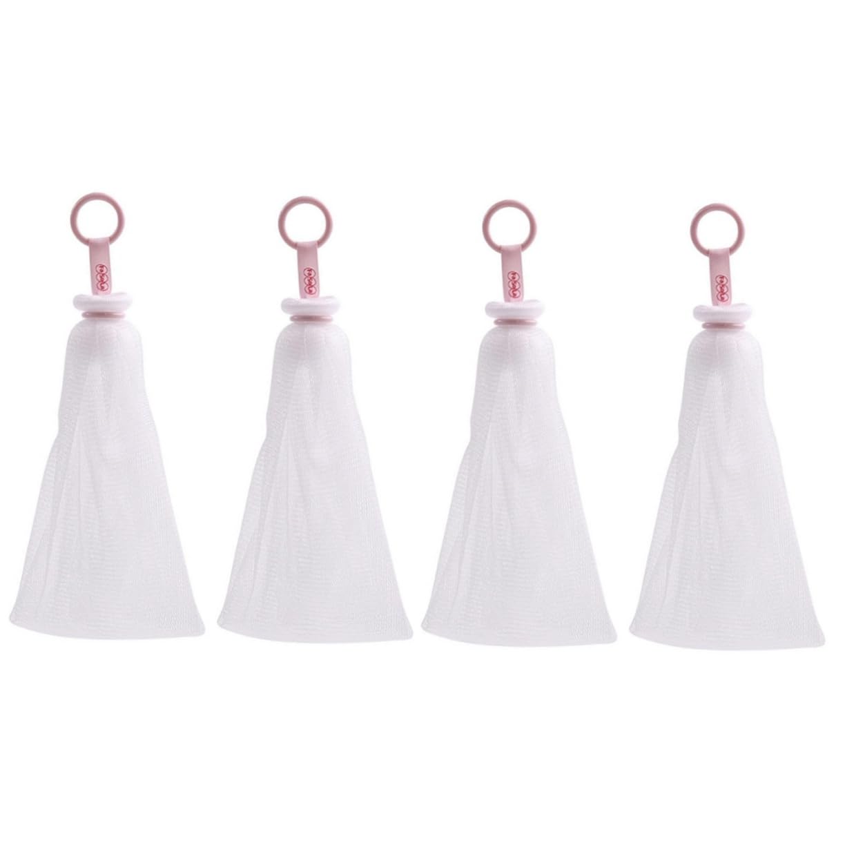 Angoily Soap Bar Bubble Maker - 4 Pack Skin Care Scrubber & Soap Saver with Hydrating Pouch | Gentle Exfoliating Face Scrubber & Soap Holder for Shower, Bath & Spa | White PP Foam Kit & Cleaning Towel Sponge