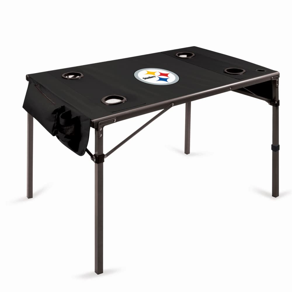 PICNIC TIME NFL Portable Soft Top Travel Table - Lightweight Folding Picnic Table for Outdoor Camping, Tailgating & Beach Parties (Black)