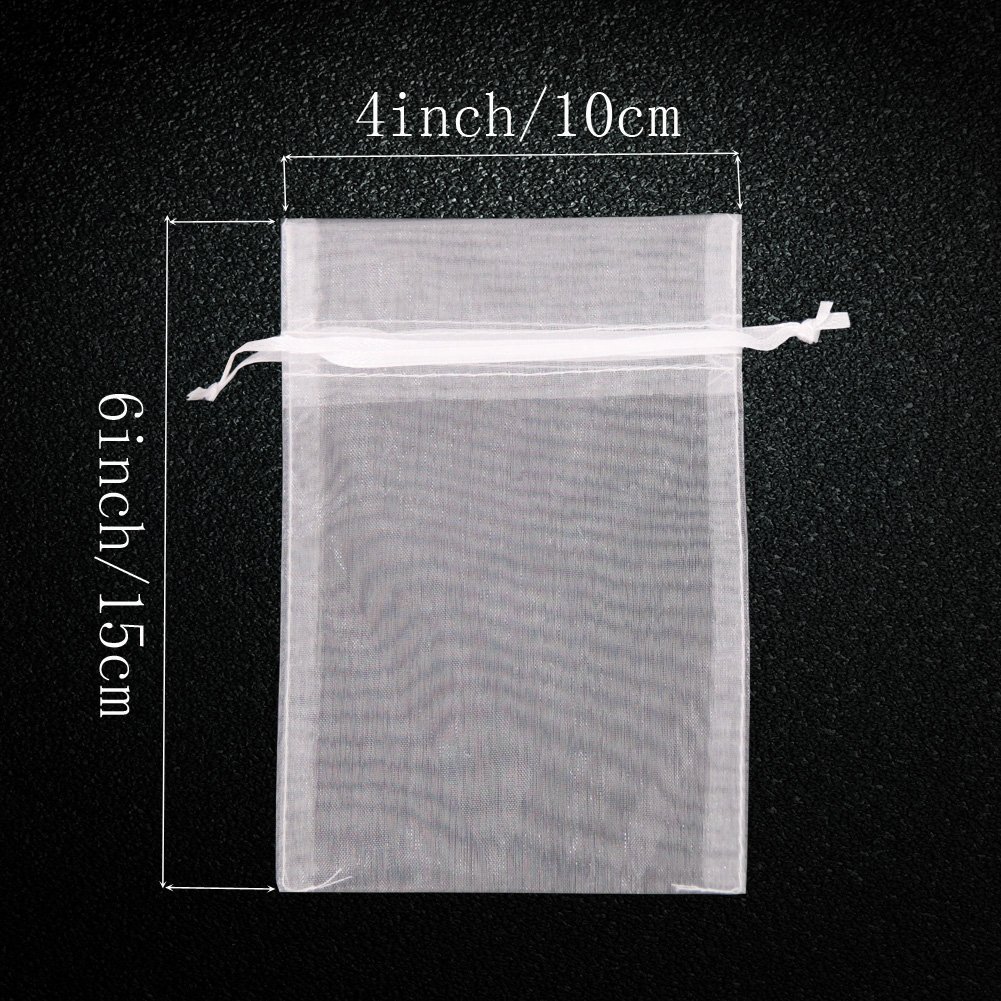 SumDirect White Sheer Organza Gift Bags - 50Pcs 4x6 Inches Drawstring Jewelry Pouches for Wedding Favors, Bridal Shower, Christmas Party Decorations | Perfect for Jewelry Packaging, Party Favors, and Special Occasion Gift Wrapping