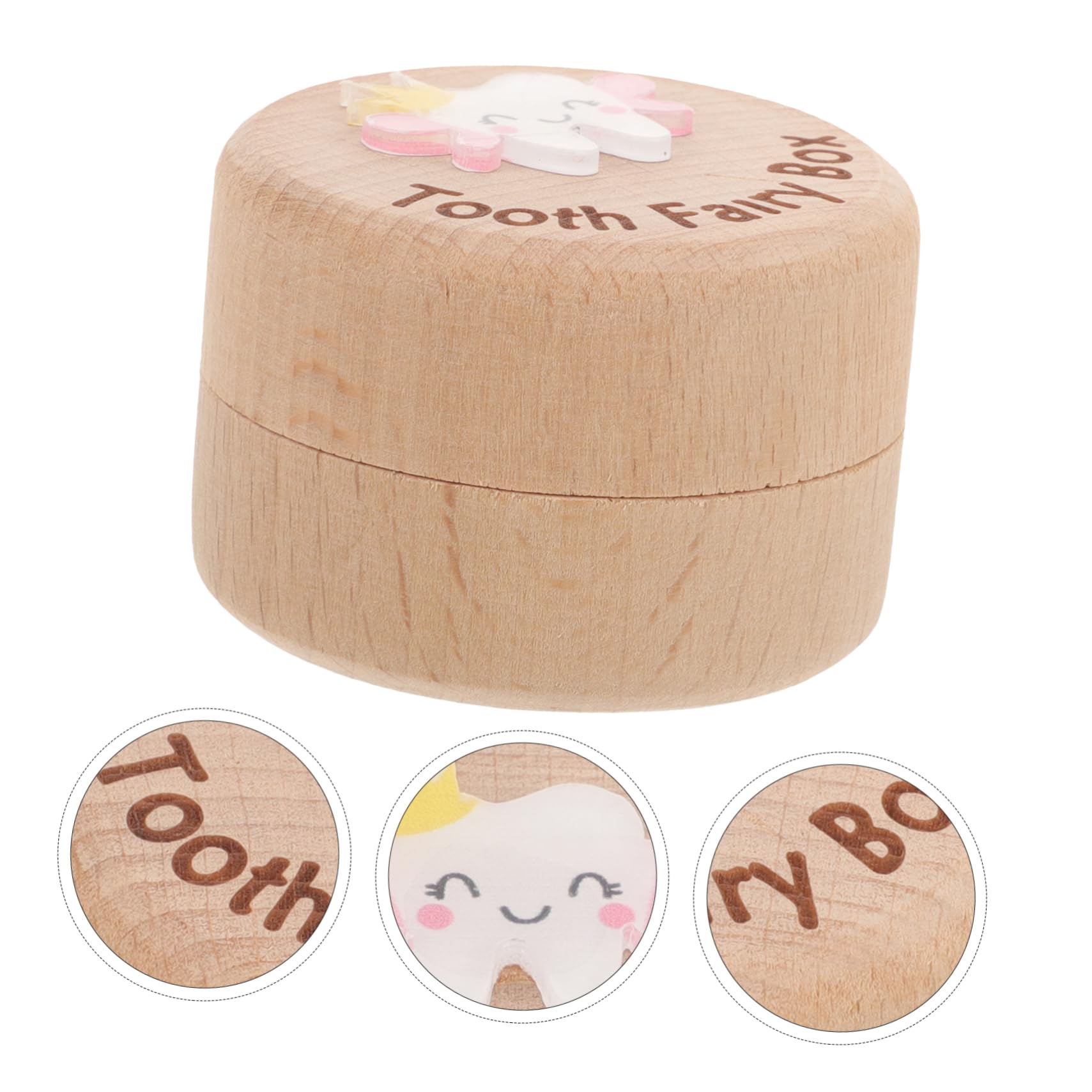 GLSTOY Wooden Tooth Storage Box - Cartoon Teeth Holder Case for Kids & Adults - Perfect for Dentist Visits, Travel, and Home Organization