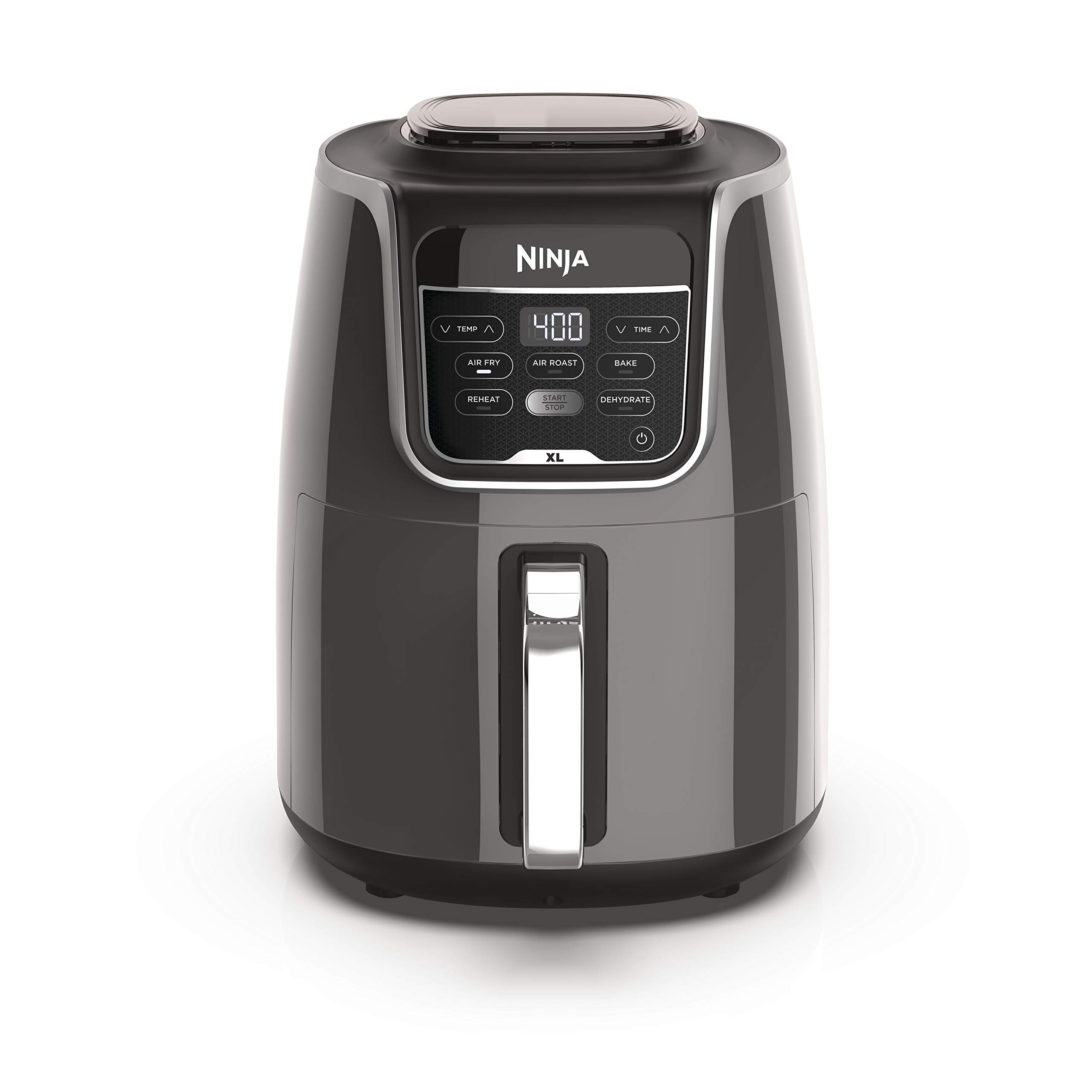 Ninja AF150AMZ 5.5 Qt XL Air Fryer - Large Capacity for Air Frying, Roasting, Baking, Reheating & Dehydrating | Dishwasher Safe Nonstick Basket & Crisper Plate | Includes Recipe Guide | Perfect for Family Meals, Healthy Cooking & Quick Snacks (Grey)