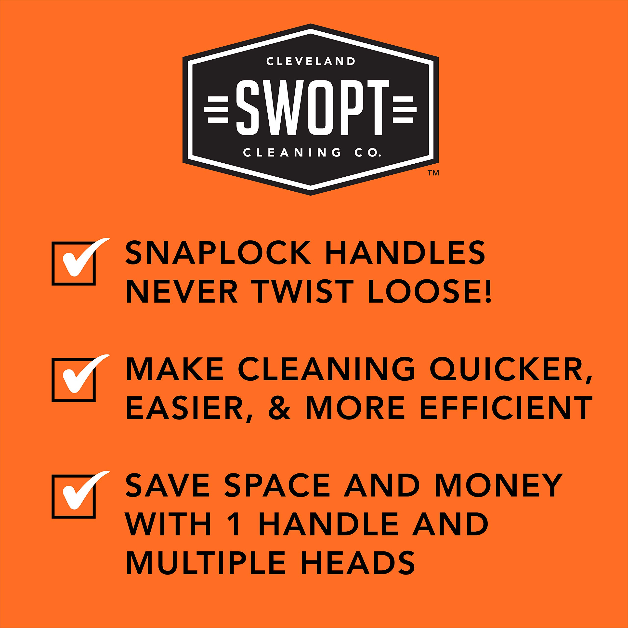 SWOPT 24 Inch Premium Push Broom with Smooth Surface & 60 Inch EVA Foam Comfort Grip Wooden Handle - Interchangeable Cleaning Head Compatible with All SWOPT Products - Heavy Duty Floor Sweeper for Garage, Warehouse, and Outdoor Cleaning