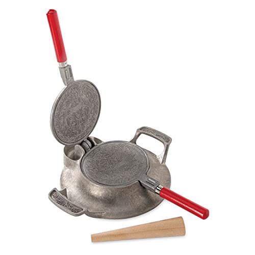 Nordic Ware Krumkake Iron - Traditional Norwegian Cookie Maker for Stovetop, Silver - Perfect for Holiday Baking and Scandinavian Desserts