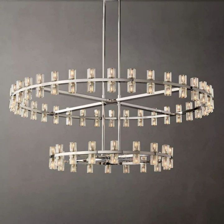 Elegant Aurora 2-Tier Round Wine Glass Chandelier with 60 Lights - Perfect for Dining Room, Kitchen Island, or Bar Decor
