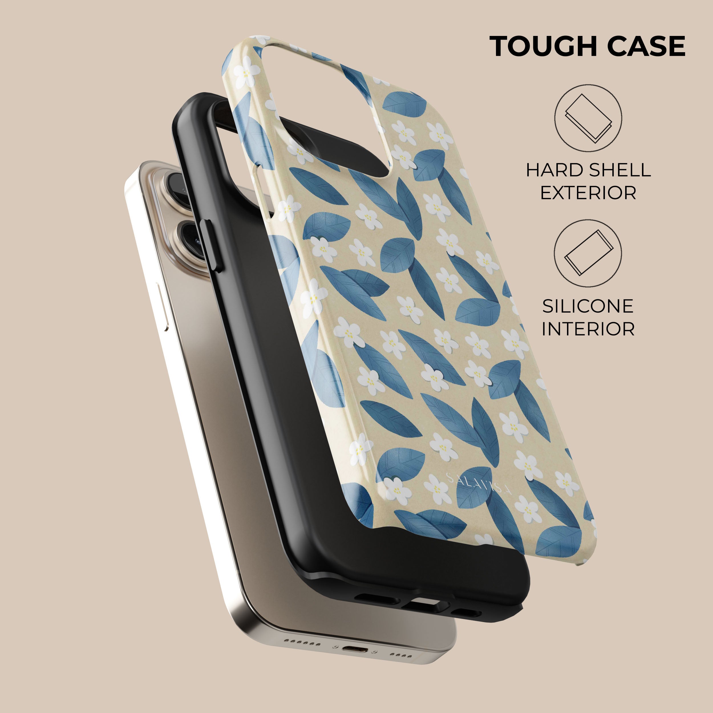 Premium Blue Leafs Phone Case - Durable Protective Cover for iPhone & Samsung - Stylish Nature-Inspired Design for Everyday Use & Outdoor Adventures