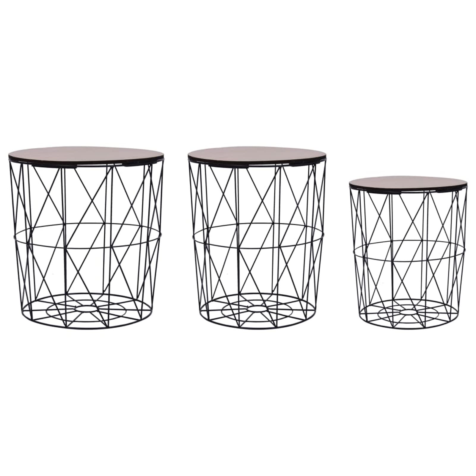 Tidyard 3-Piece Coffee Table Set with Removable MDF Tabletop & Sturdy Metal Frame - Black End/Side Tables for Sofa & Couch - Perfect for Living Room, Home Decor & Small Space Furniture - Ideal for Coffee Time, TV Watching & Guest Entertaining