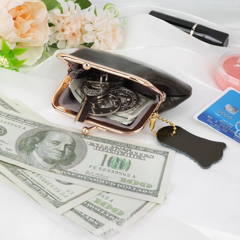 Oyachic Genuine Leather Coin Purse & Cash Holder - Compact Wallet Clutch with Secure Clasp for Men & Women (Green) - Perfect for Travel, Makeup Organizer & Everyday Essentials