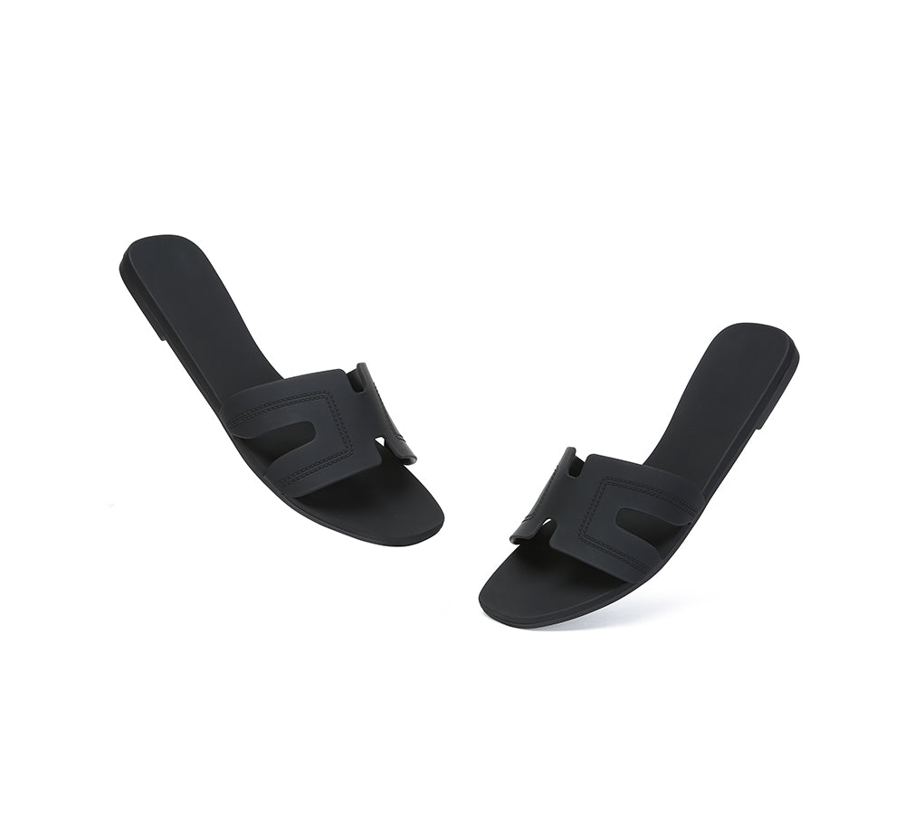 EVERAU® Women's Comfortable Flat Slides - Katherine - Casual Summer Sandals for Beach, Pool, and Home Wear