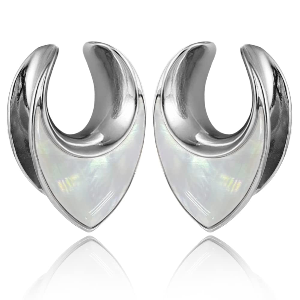 Casvort 2 PCS Hypoallergenic 316L Surgical Steel Conch Saddle Hangers - Elegant Body Jewelry for Ear Stretching (8mm-25mm, 0g-1