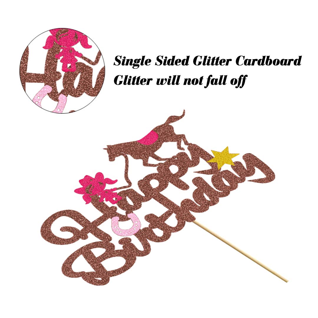 Western Cowgirl Cake Topper - Glitter Cowgirl & Horse Cake Decorations for Birthday Parties, Baby Showers, Bachelorette - Perfect for Girls & Women Cowgirl Theme Celebrations