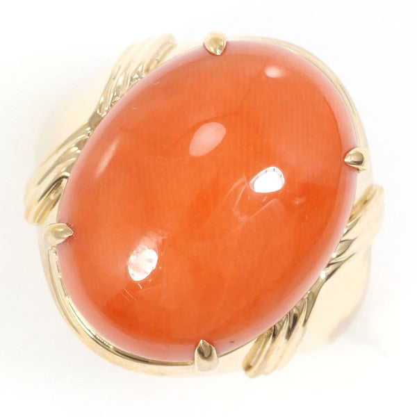 18K Yellow Gold Coral Ring for Women - Elegant Handmade Jewelry Gift for Birthday, Anniversary & Valentine's Day - Perfect for Beach Weddings & Summer Fashion Accessories